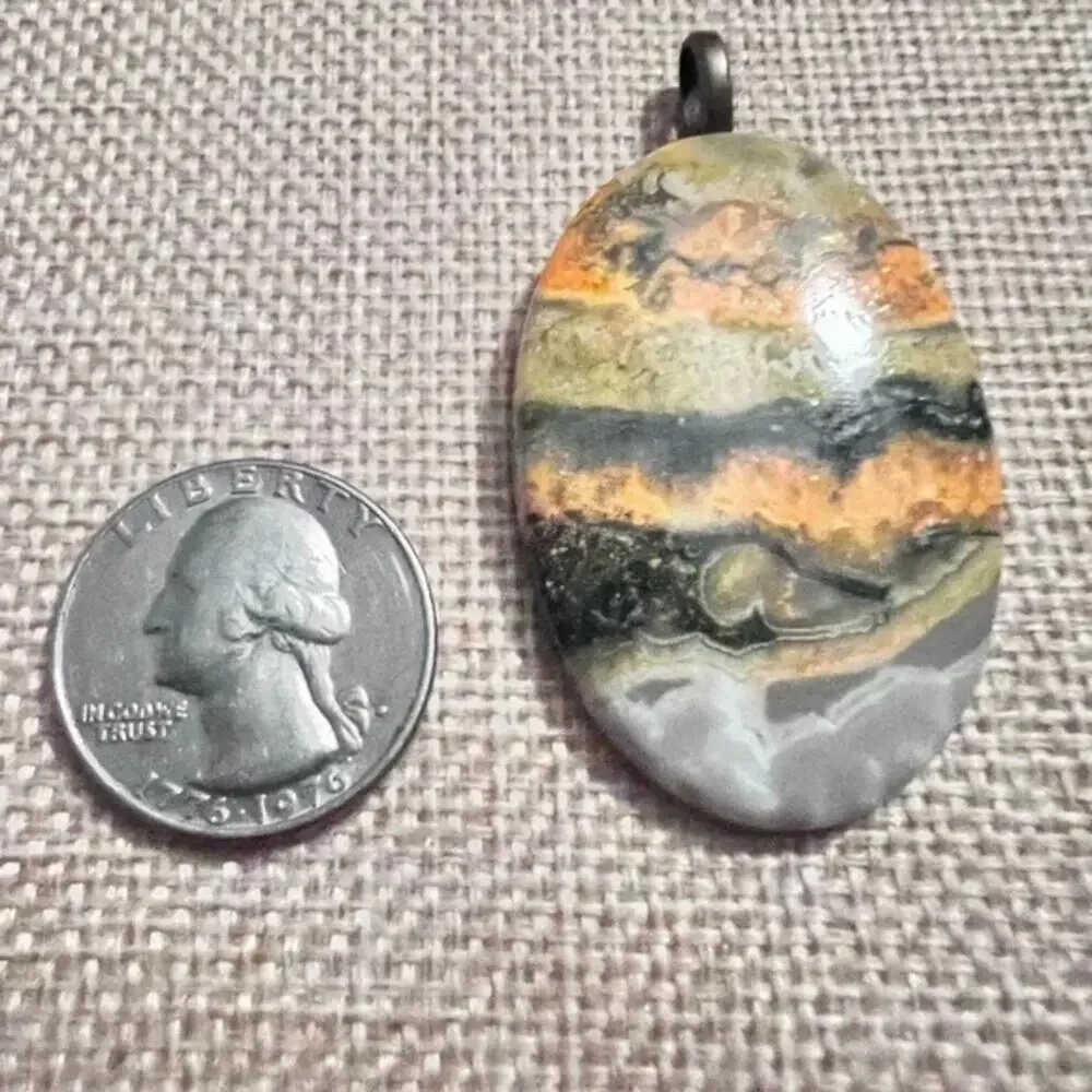 Bumble Bee Jasper Pendant 2” Natural Oval Cut Stone Beautiful Colors